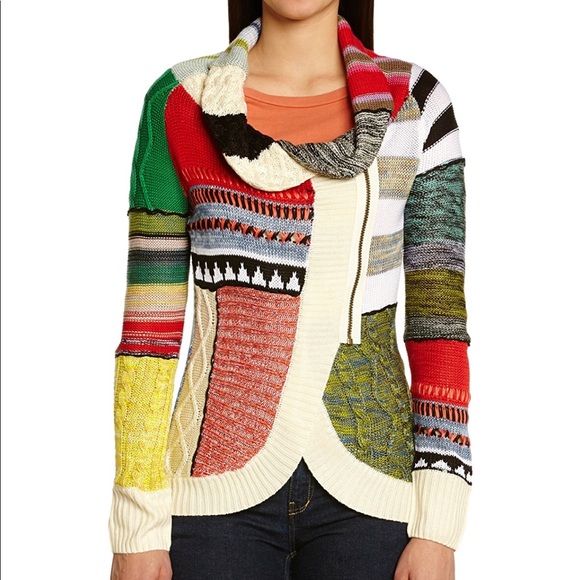 Desigual Sweaters - Desigual Super Colorful Side Zip Sweater Cardigan